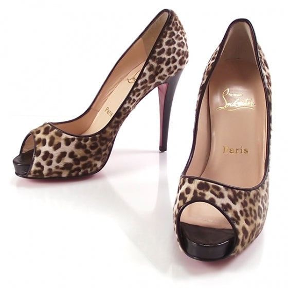 Christian Louboutin Leopard Lady Claude Peeptoes 38 1 of 8