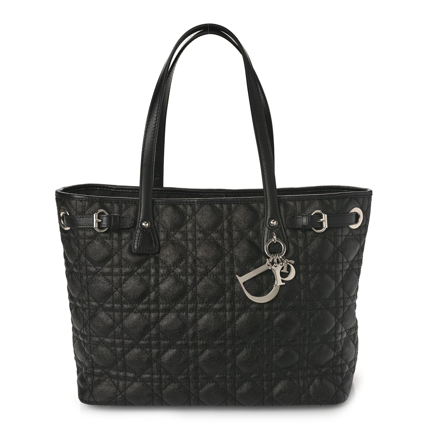 Coated Canvas Cannage Small Panarea Tote Black