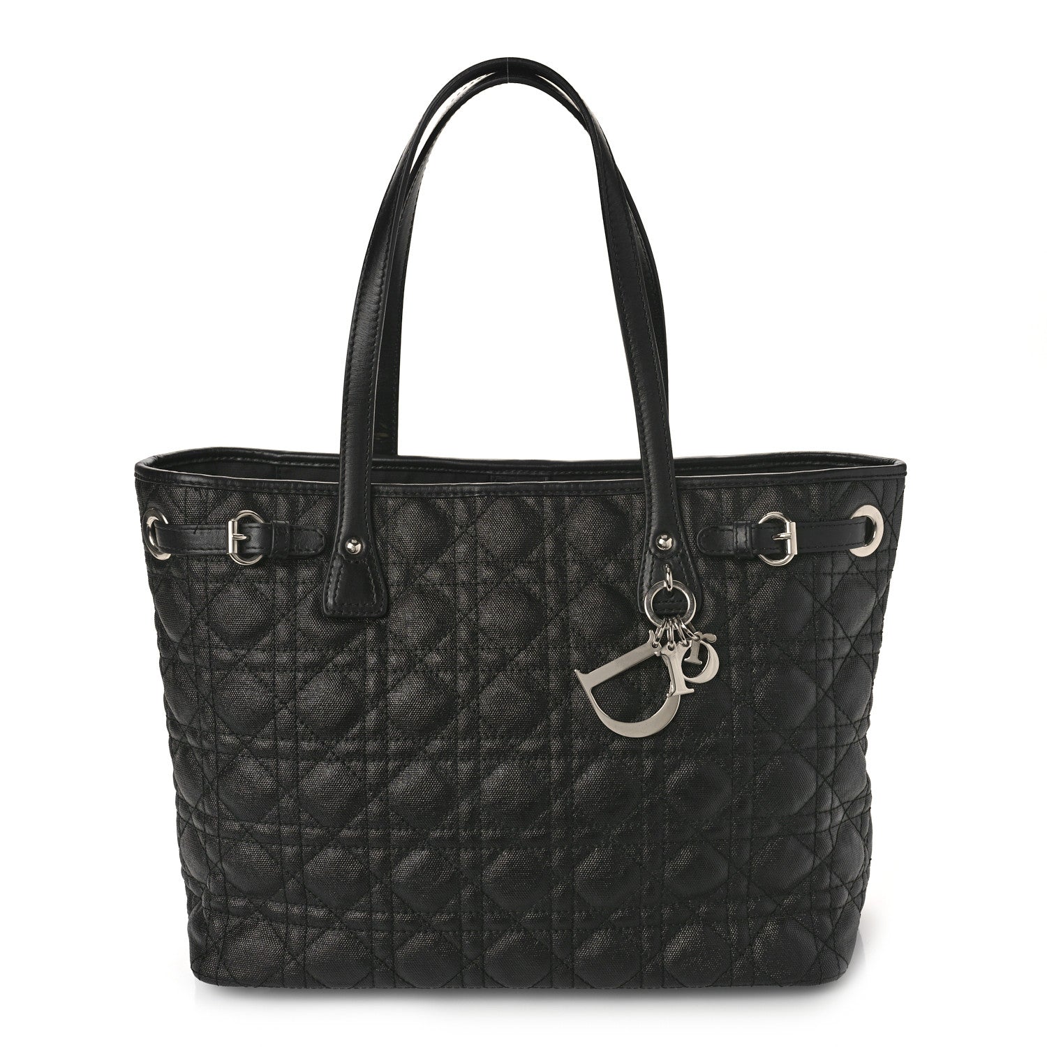 Christian Dior Coated Canvas Cannage Small Panarea Tote Black 1 of 10