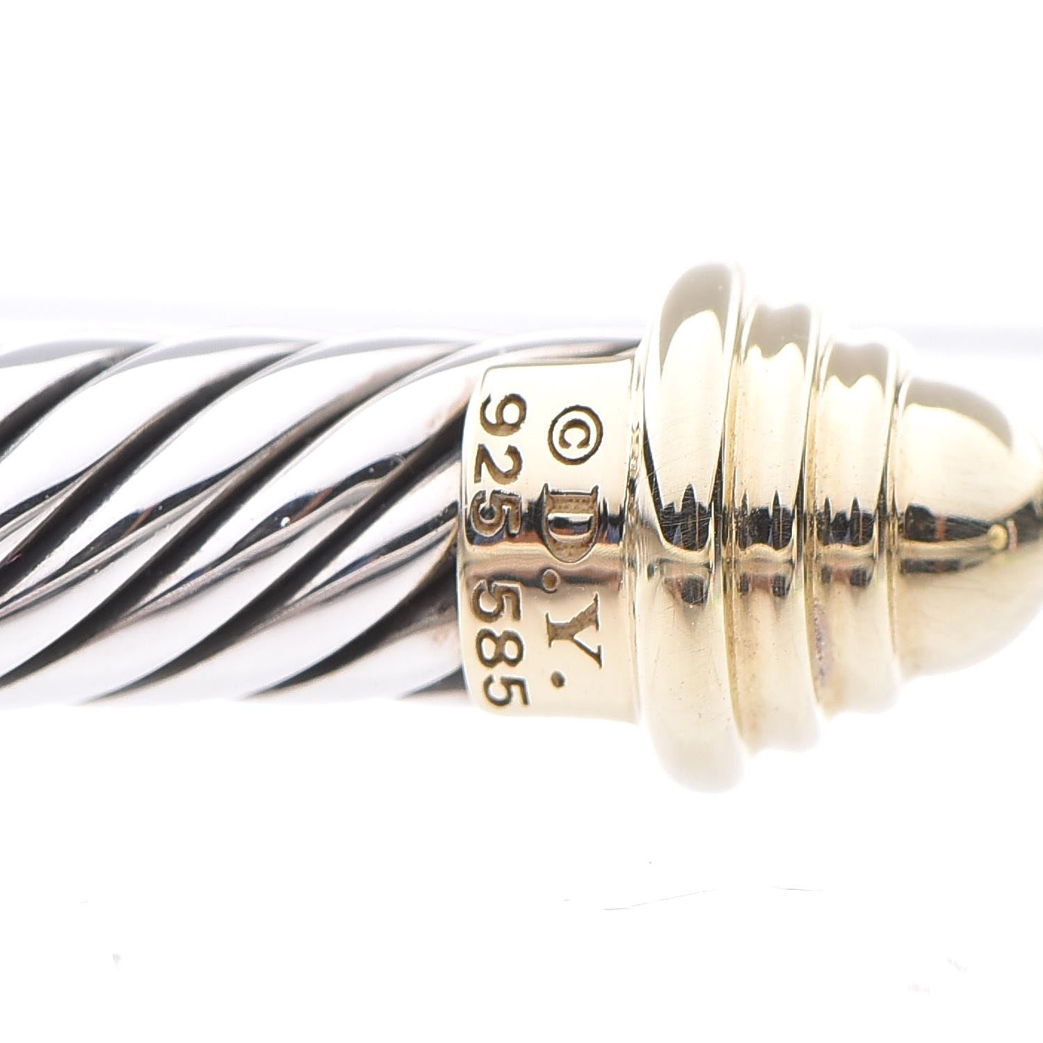 David Yurman Sterling Silver 14K Yellow Gold 5mm Cable Classics Bracelet 4 of 6