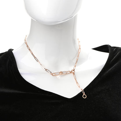 Hermes 18K Rose Gold Diamond Pave PM Kelly Chaine Lariat Necklace ST 2 of 4