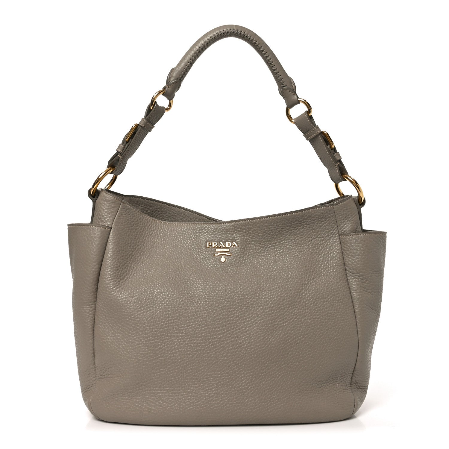 Prada Vitello Daino Side Pocket Hobo Pomice 1 of 9