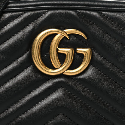 Gucci Calfskin Matelasse Small GG Marmont Chain Shoulder Bag Black 8 of 13