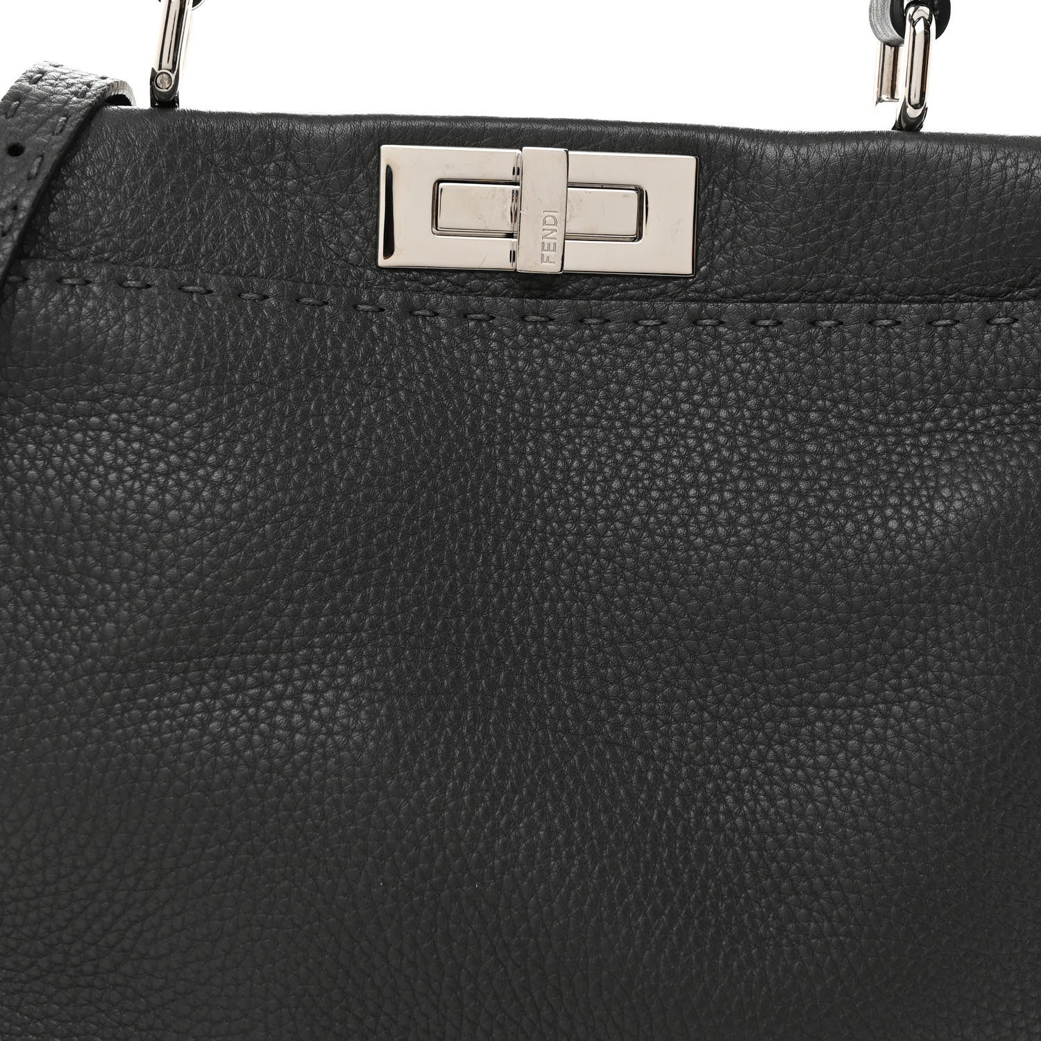Fendi Cuoio Romano Selleria Bi-Color Medium Peekaboo Iconic Satchel Asfalto Latte 8 of 10