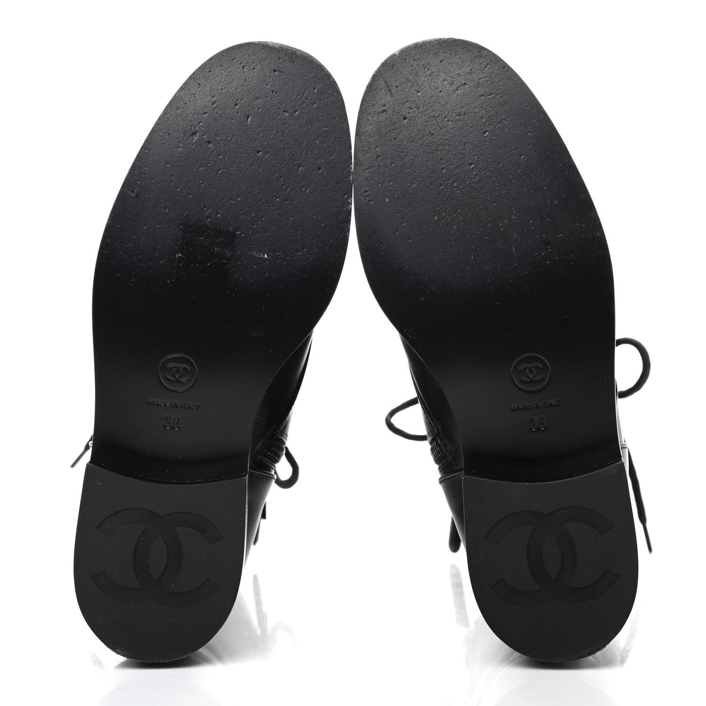 Calfskin Lace Up Combat Boots 36 Black