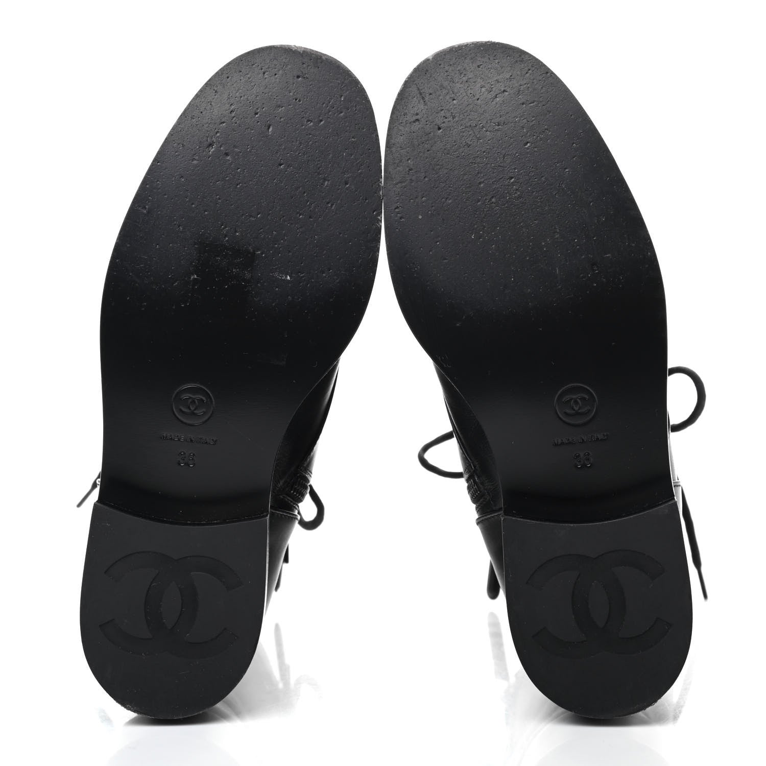 Chanel Calfskin Lace Up Combat Boots 36 Black 4 of 4