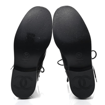 Chanel Calfskin Lace Up Combat Boots 36 Black 4 of 4