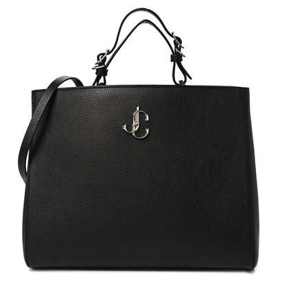 Jimmy Choo Calfskin Large Varenne Logo Top Handle Satchel Black 1 of 8