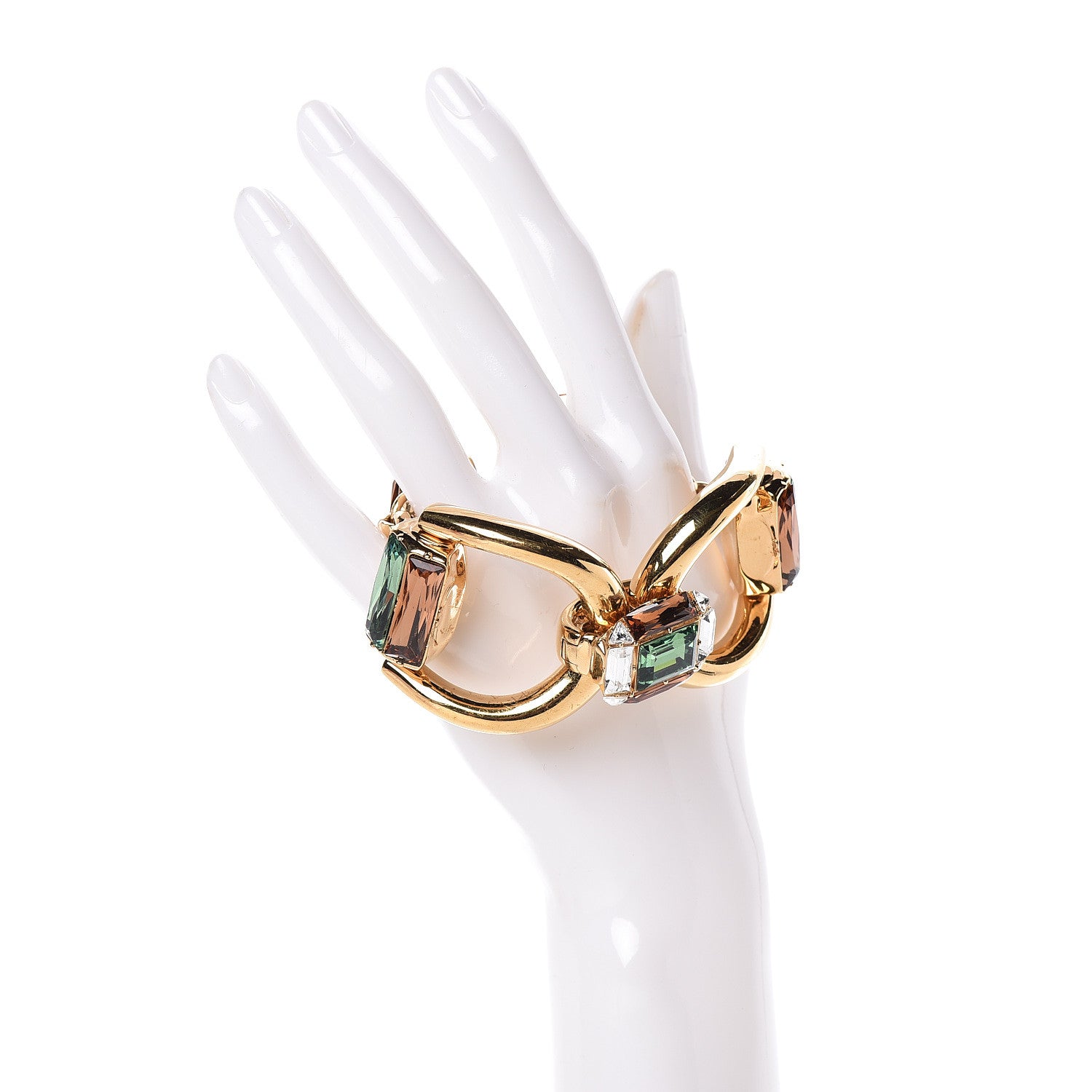Gucci Swarovski Crystal Horsebit Bracelet 17 Gold 2 of 7