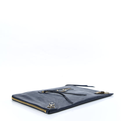 Balenciaga Chevre Gold Metallic Edge Hardware Pouch Bleu Nuit 4 of 7