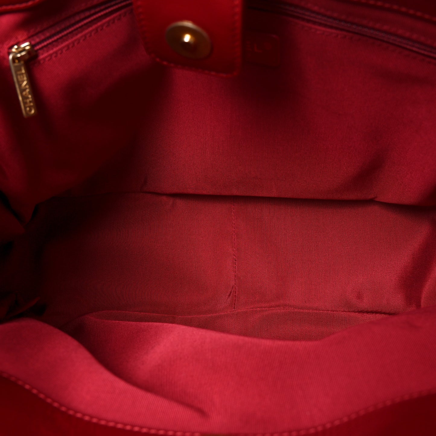 Shiny Aged Calfskin Shopping Bag Red