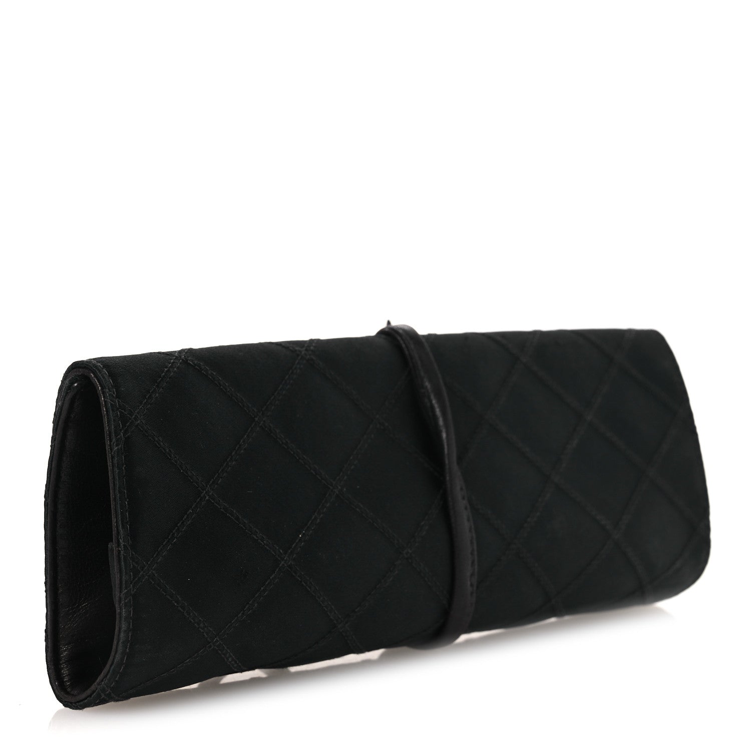 Chanel Satin Quilted Jewelry Roll Case Black 3 of 10