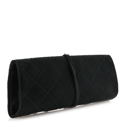 Chanel Satin Quilted Jewelry Roll Case Black 3 of 10