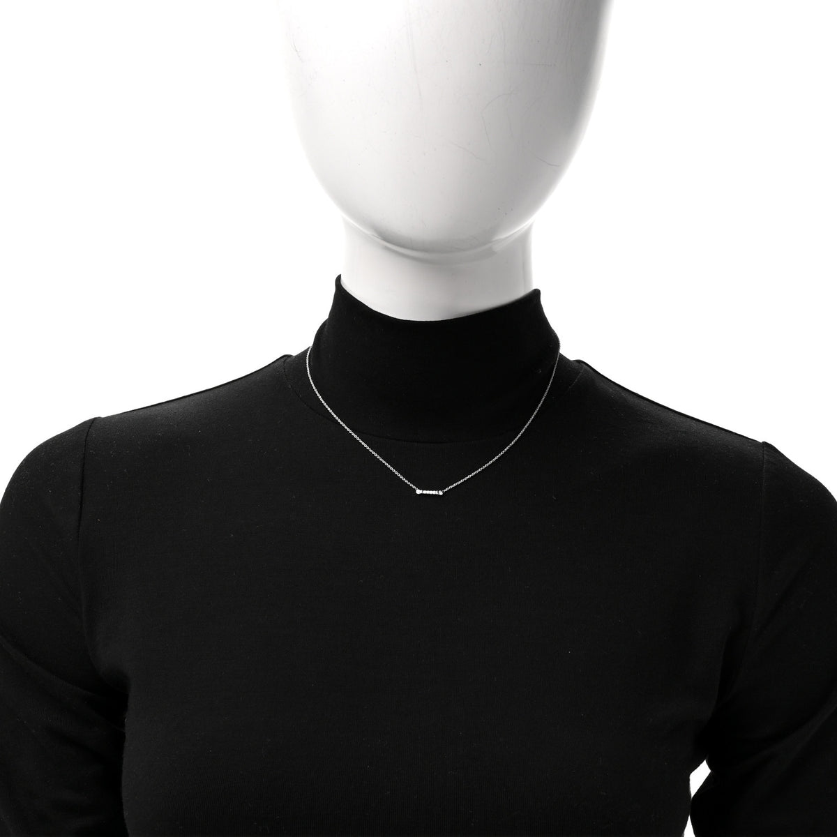 Platinum Diamond Fleur de Lis Key Bar Pendant Necklace