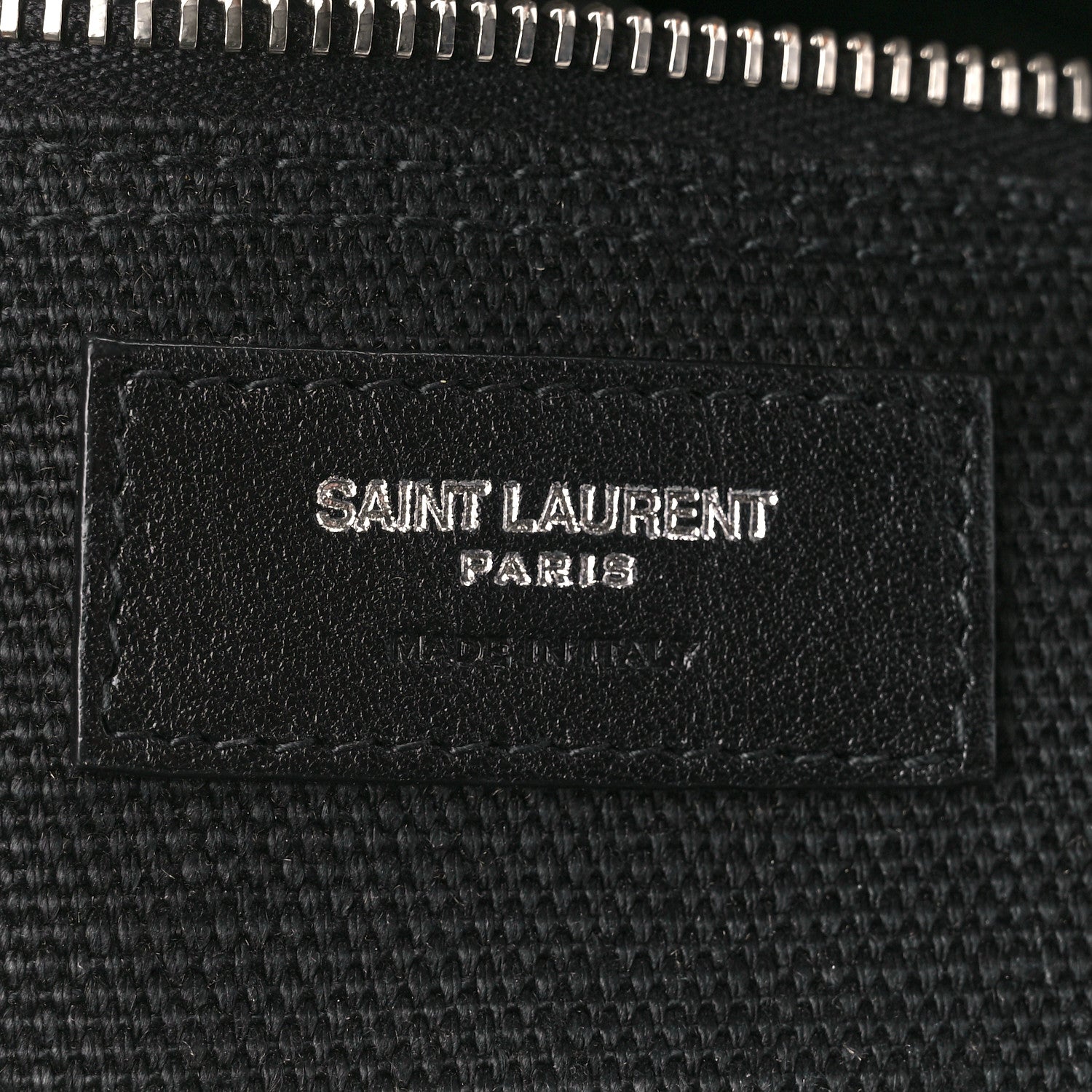 Saint Laurent Linen Calfskin Rive Gauche North South Tote White Black 6 of 10