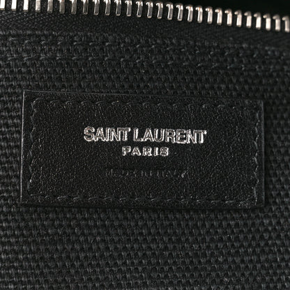 Saint Laurent Linen Calfskin Rive Gauche North South Tote White Black 6 of 10