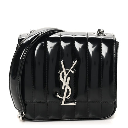 Saint Laurent Patent Calfskin Matelasse Monogram Small Vicky Chain Bag Black 1 of 9
