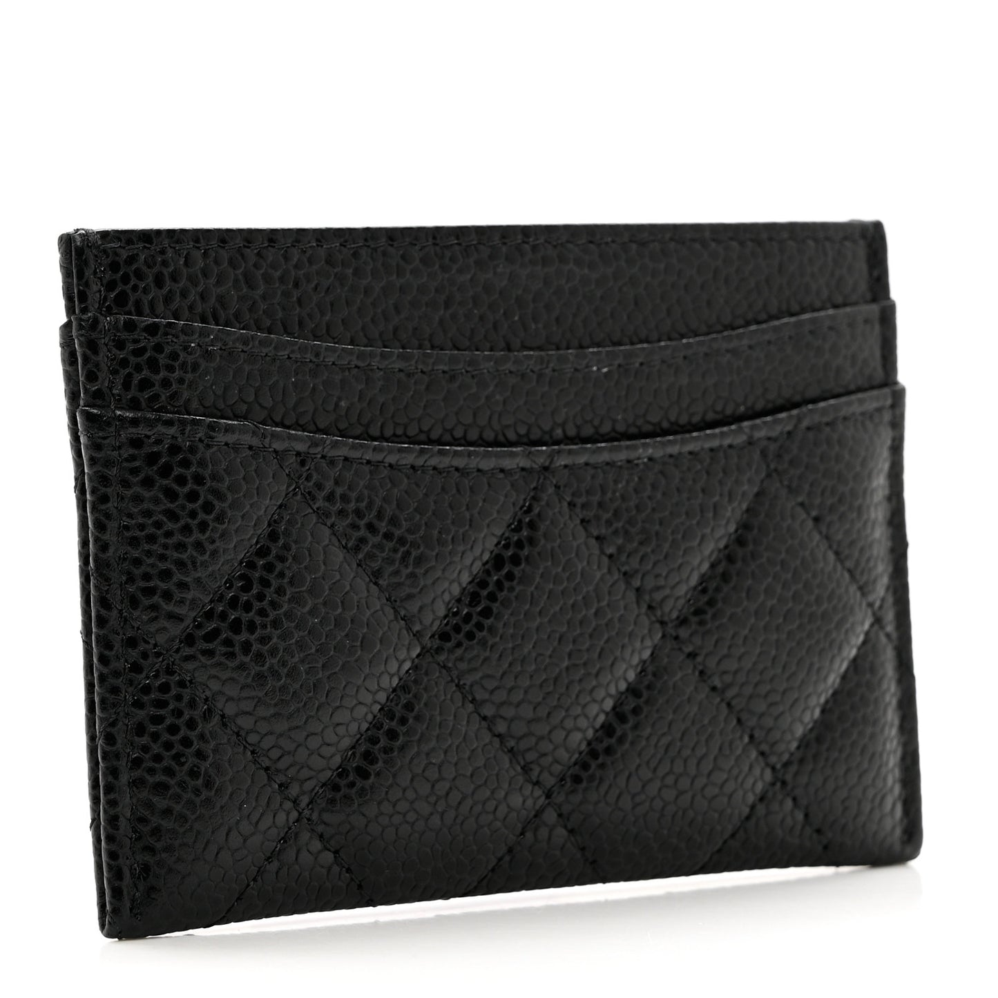 Caviar Quilted Card Holder Black