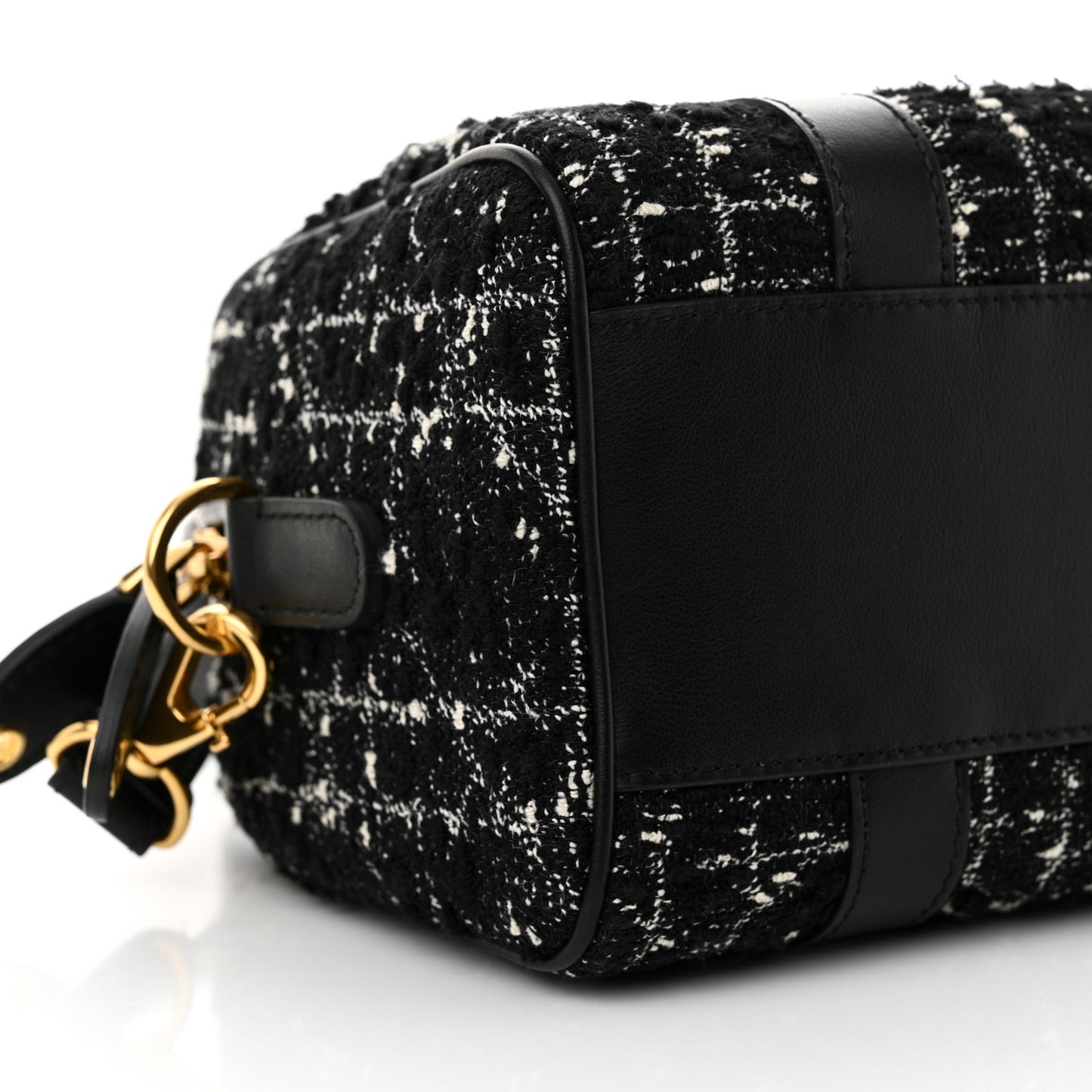 Tweed Cannage Groove 20 Bag Black White