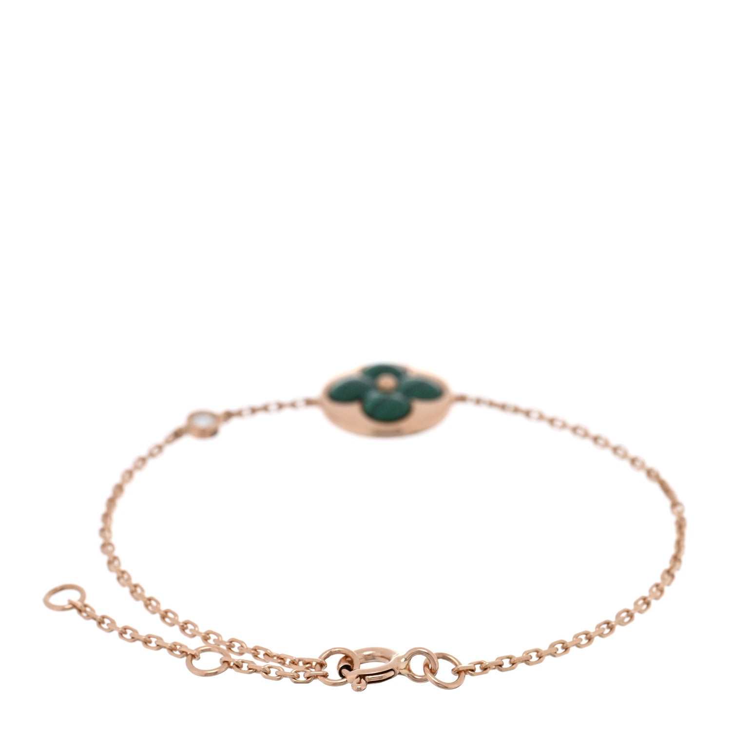 Louis Vuitton 18K Pink Gold Diamond Malachite Blossom BB Sun Bracelet 2 of 3