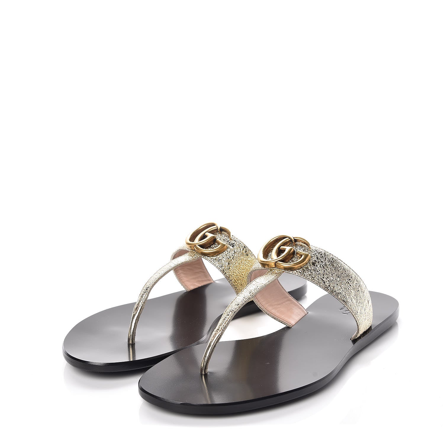 Gucci Nappa Silk Galassia GG Marmont Thong Flat Sandals 38.5 Platino 3 of 9