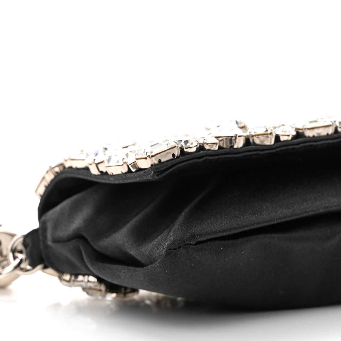Satin Jeweled Clutch Black Silver
