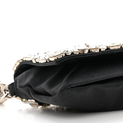 Saint Laurent Satin Jeweled Clutch Black Silver 9 of 11