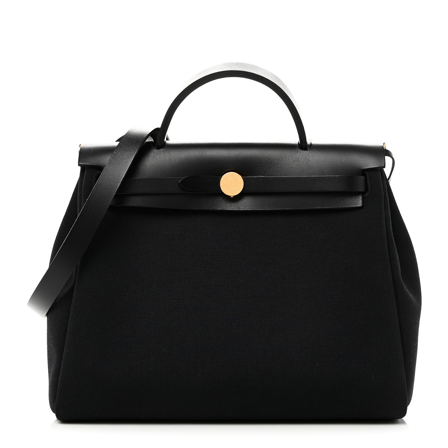 Hermes Military Toile Vache Hunter Herbag Zip Retourne 31 PM Black 1 of 12