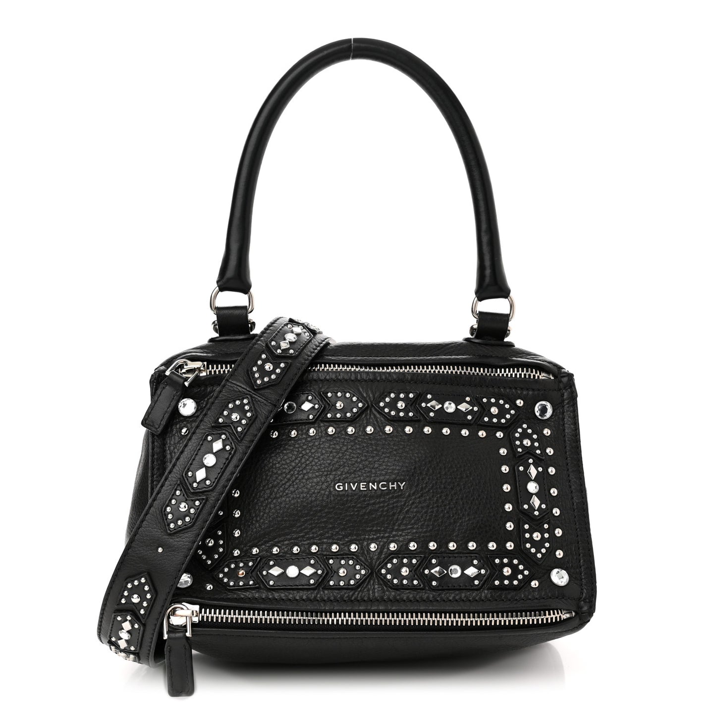 Calfskin Studded Small Pandora Black