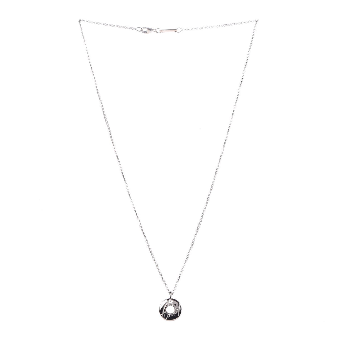 18K White Gold Chopardissimo Disc Pendant Necklace