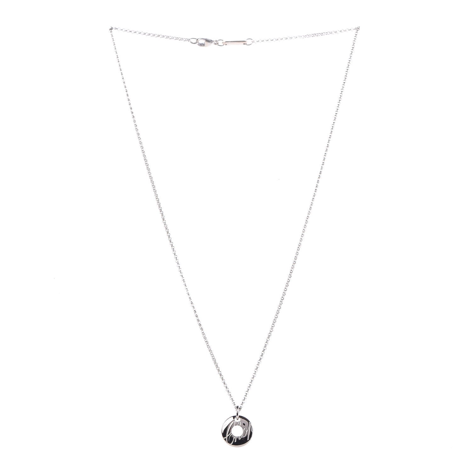 Chopard 18K White Gold Chopardissimo Disc Pendant Necklace 3 of 7