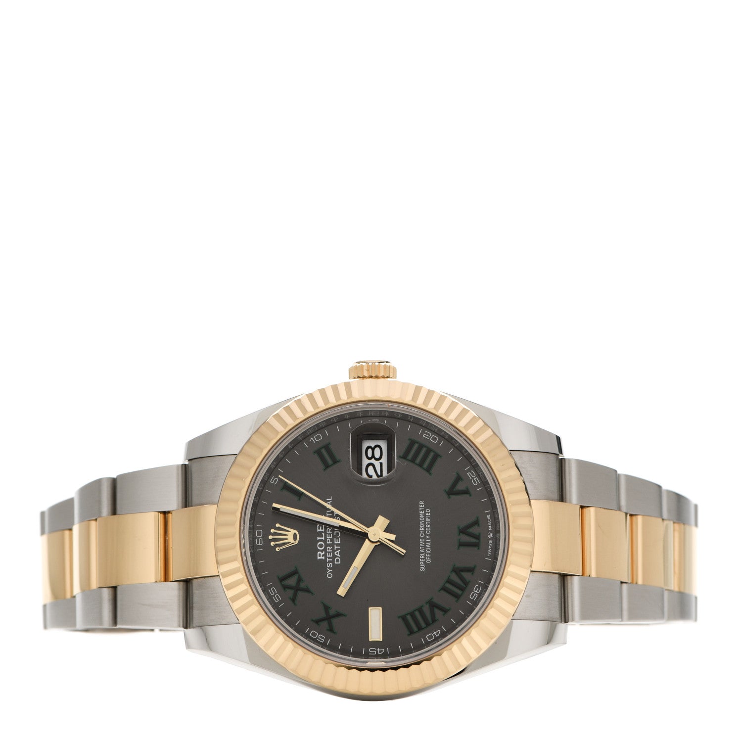 Rolex Stainless Steel 18K Yellow Gold 41mm Oyster Perpetual Wimbledon Datejust Watch Slate 126333 2 of 5