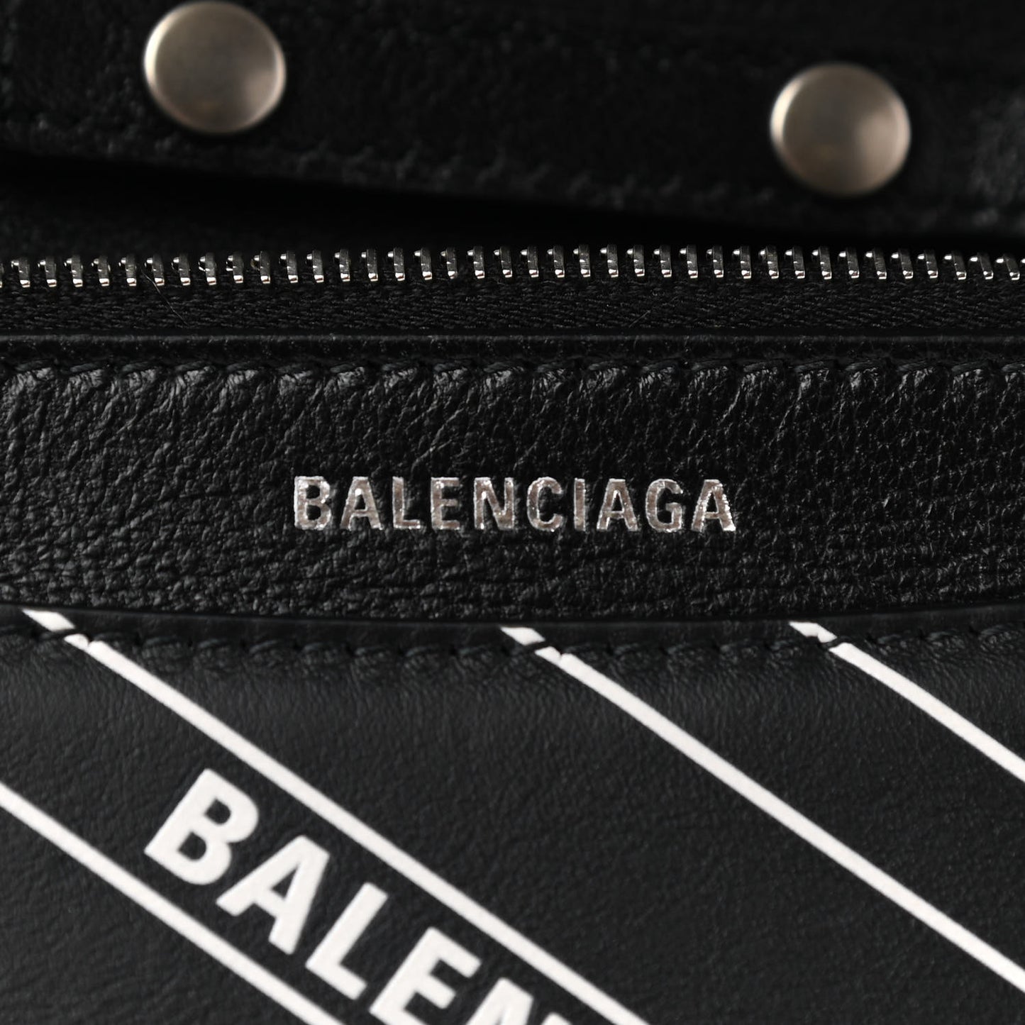 Matte Calfskin Diagonal Allover Logo Print B Wallet on Chain Black White