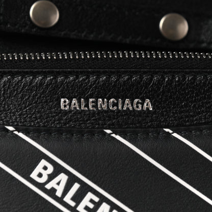 Balenciaga Matte Calfskin Diagonal Allover Logo Print B Wallet on Chain Black White 6 of 8
