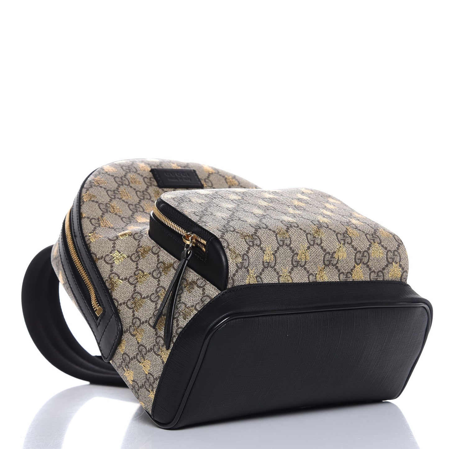 GG Supreme Monogram Bees Print Small Day Backpack Beige Oro Black