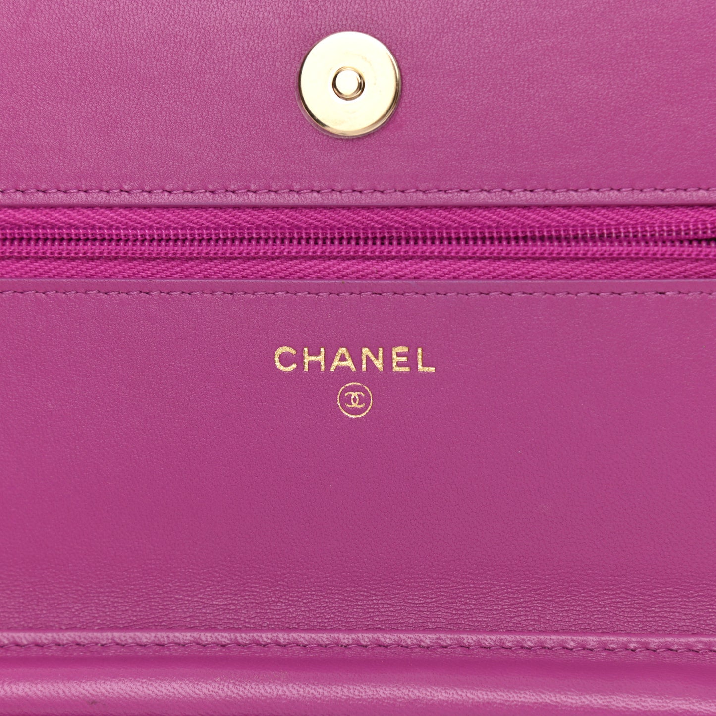 Lambskin Quilted Wallet On Chain WOC Dark Blue Pink