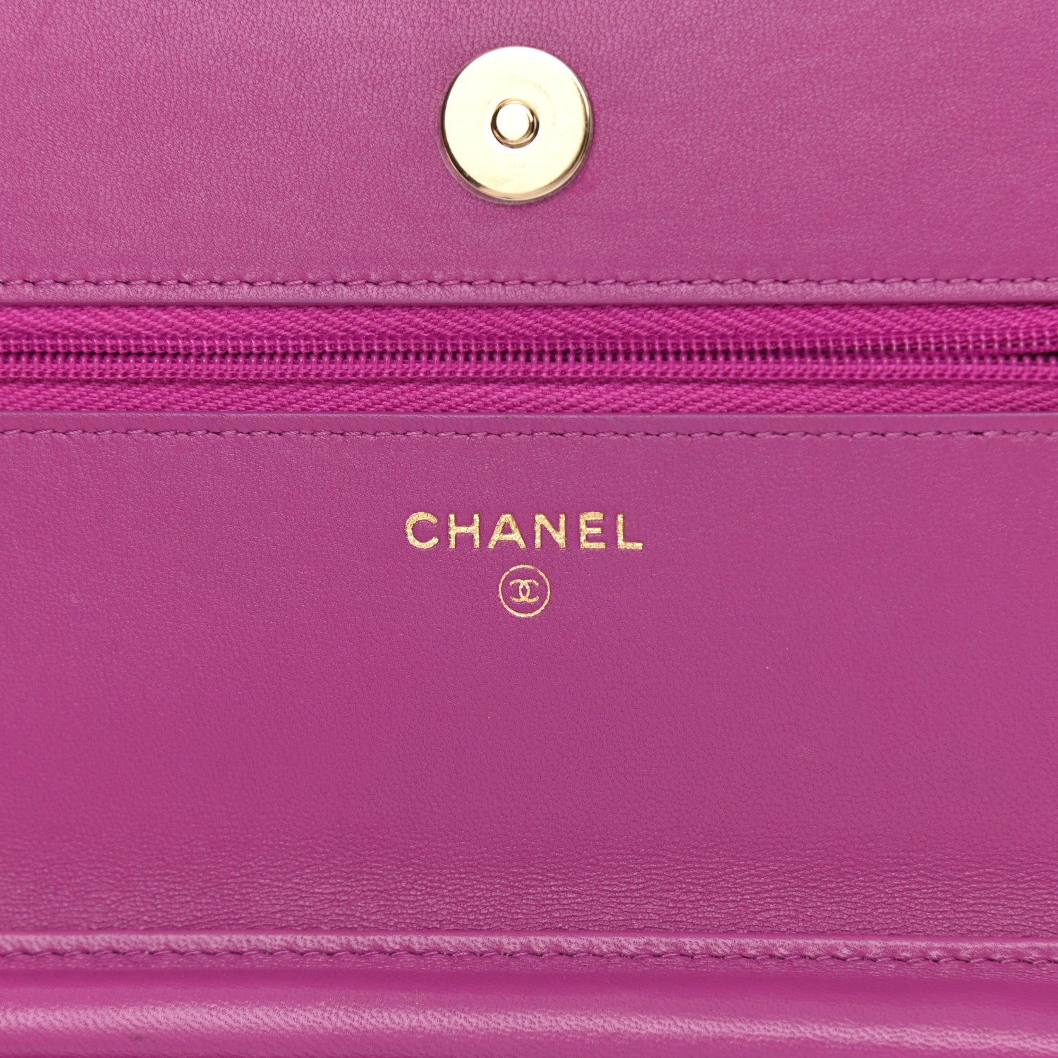 Chanel Lambskin Quilted Wallet On Chain WOC Dark Blue Pink 6 of 11