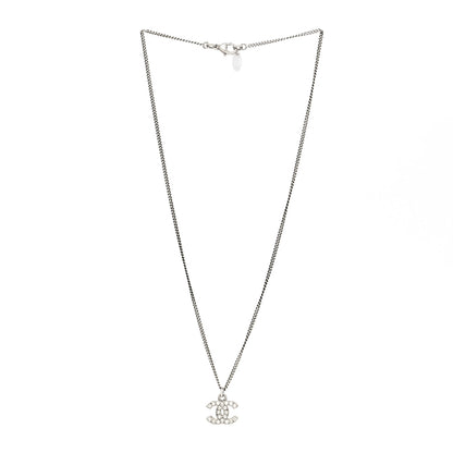Chanel Crystal Timeless CC Necklace Silver 3 of 5