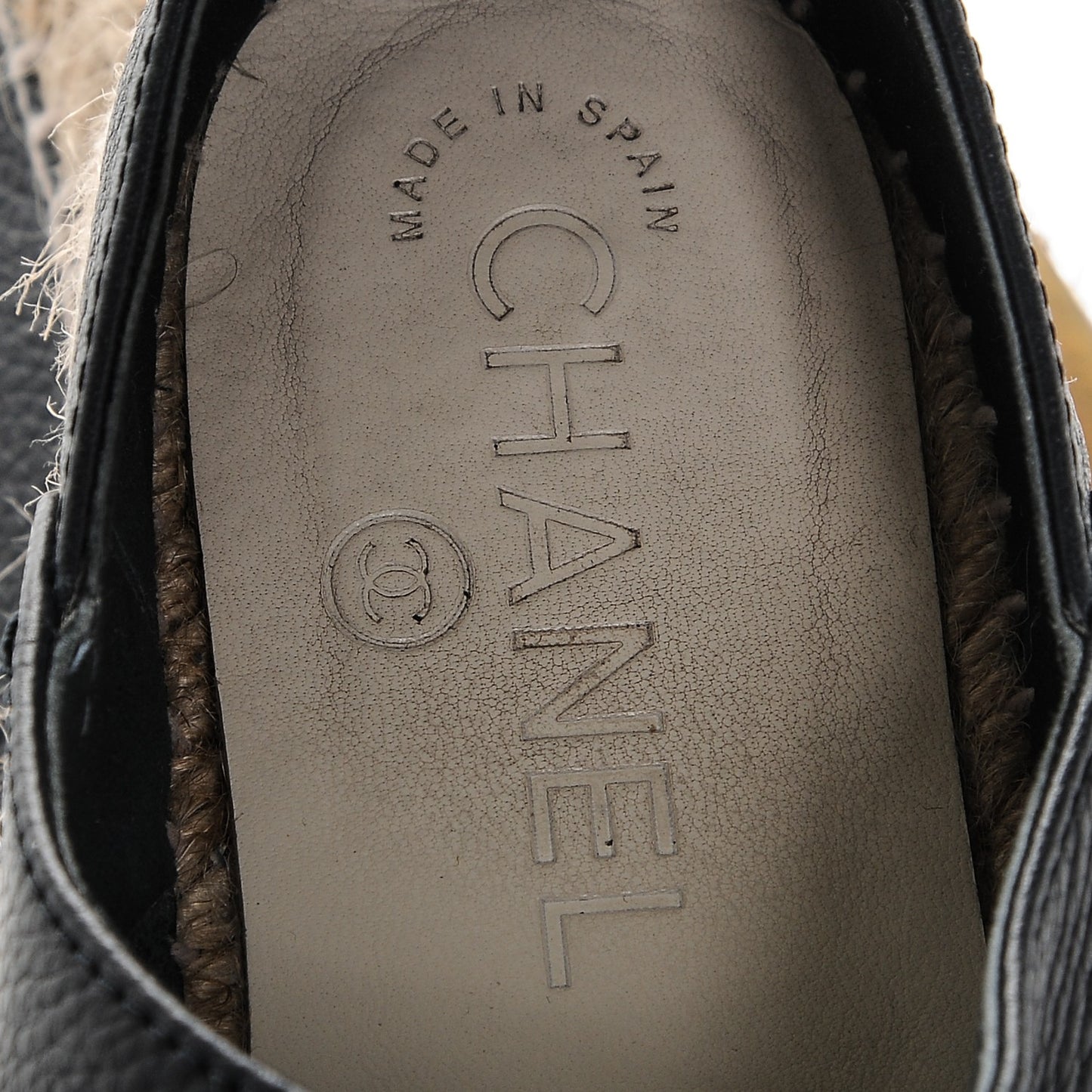 Grained Calfskin CC Espadrilles 37 Navy Black