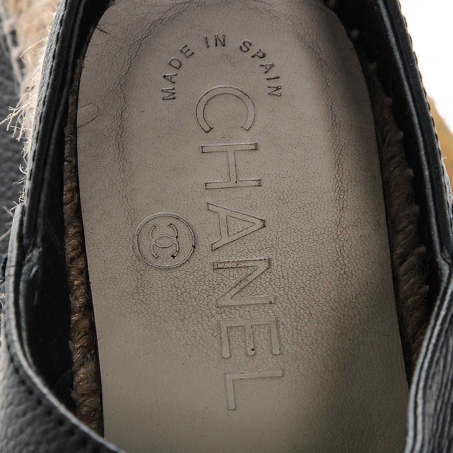 Chanel Grained Calfskin CC Espadrilles 37 Navy Black 8 of 11