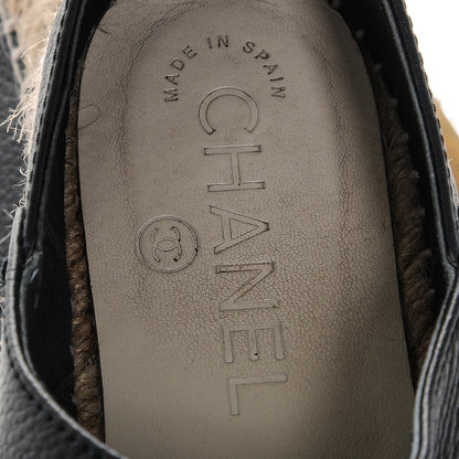Chanel Grained Calfskin CC Espadrilles 37 Navy Black 8 of 11