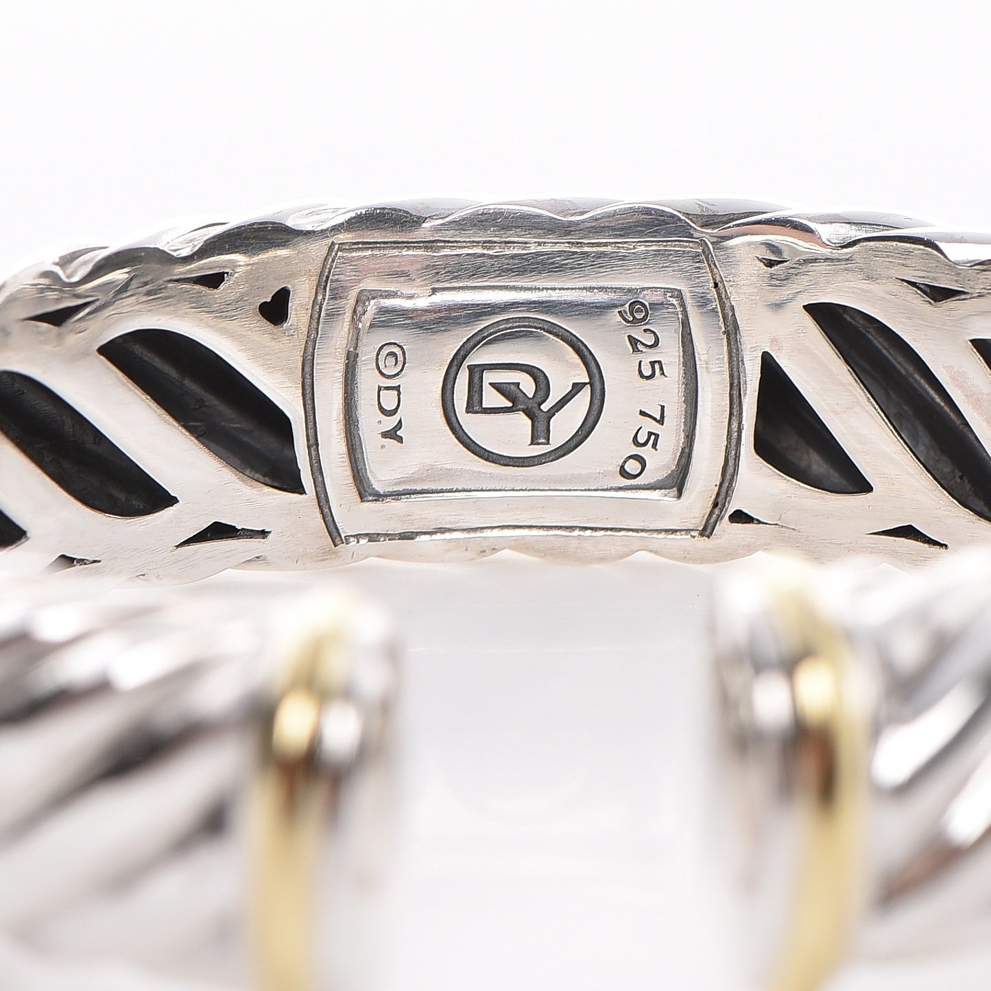 Sterling Silver 18K Yellow Gold 15mm Sculpted Cable Cuff