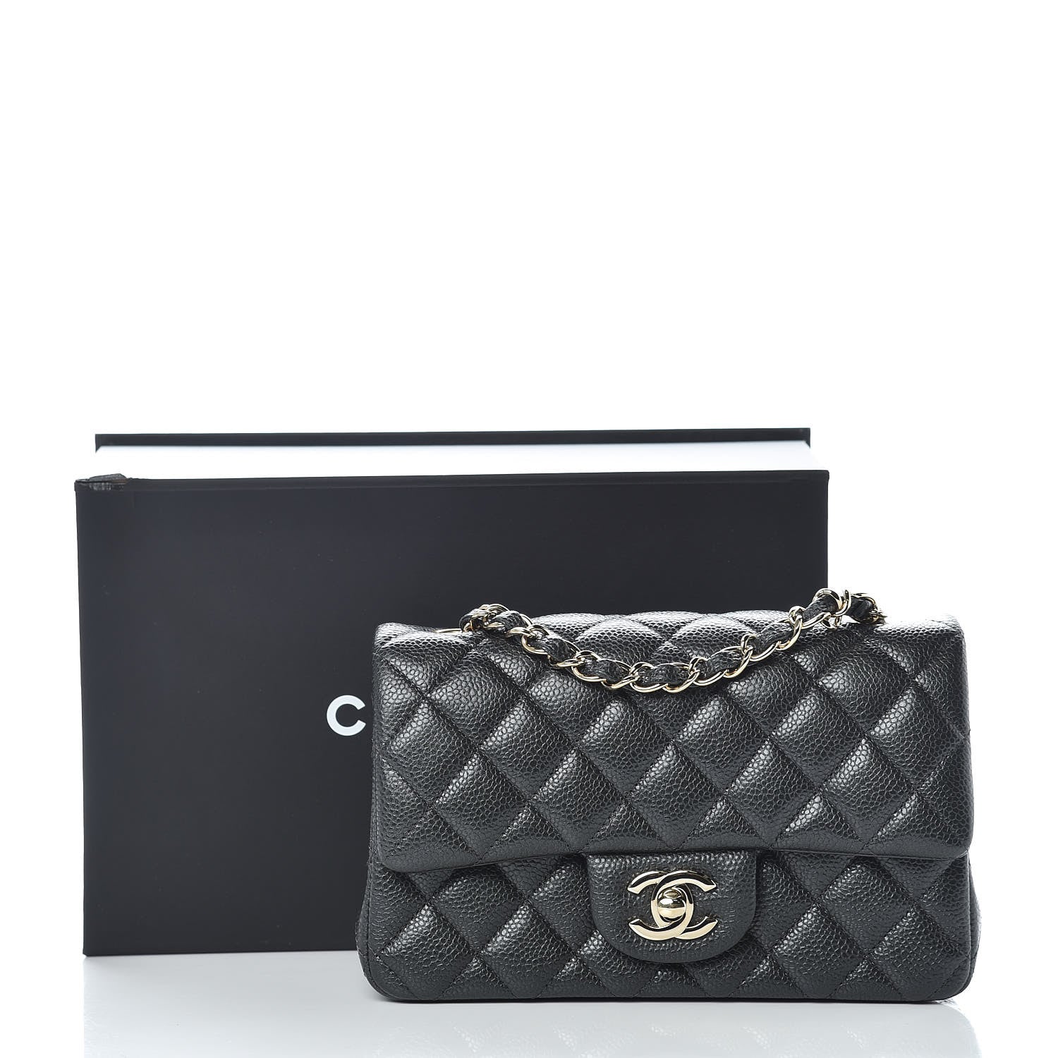 Chanel Caviar Quilted Mini Rectangular Flap Dark Charcoal 10 of 10