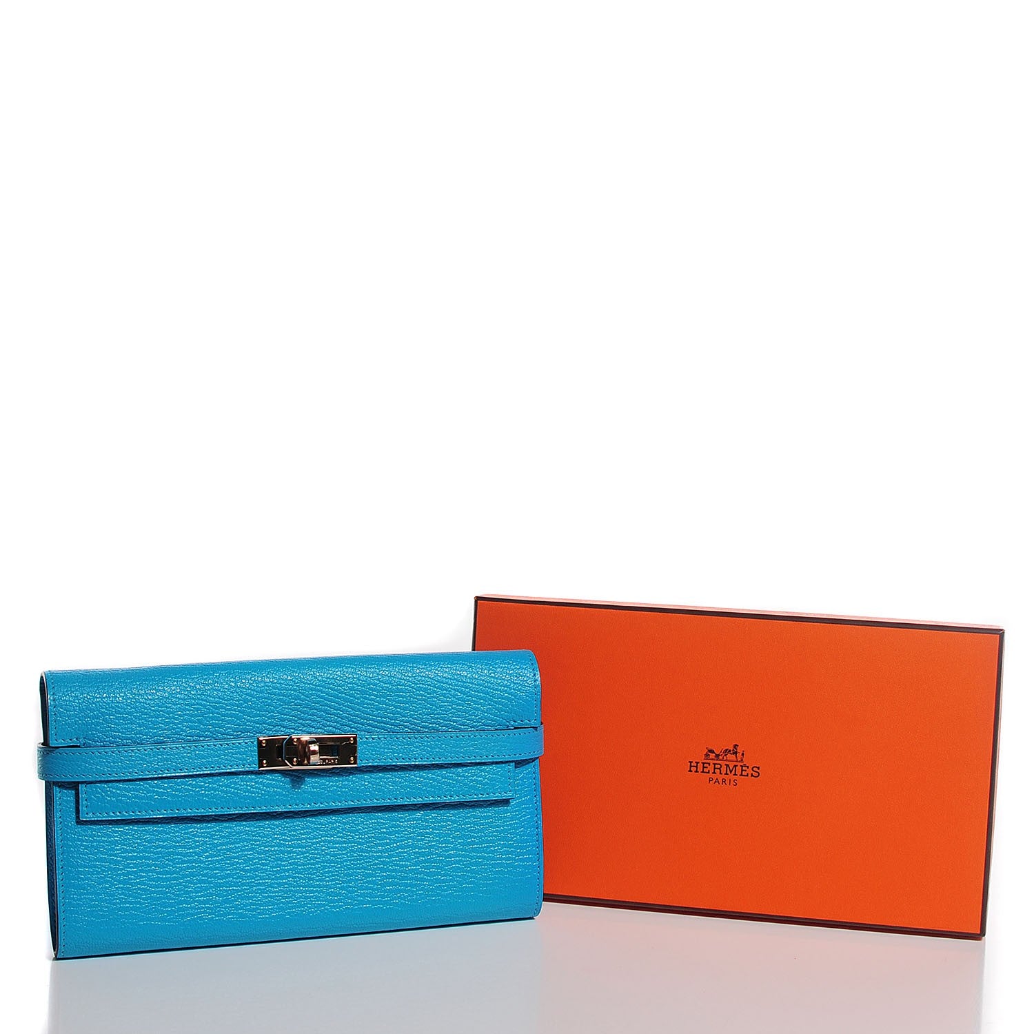 Hermes Chevre Mysore Kelly Longue Wallet Bleu Azteque 5 of 16