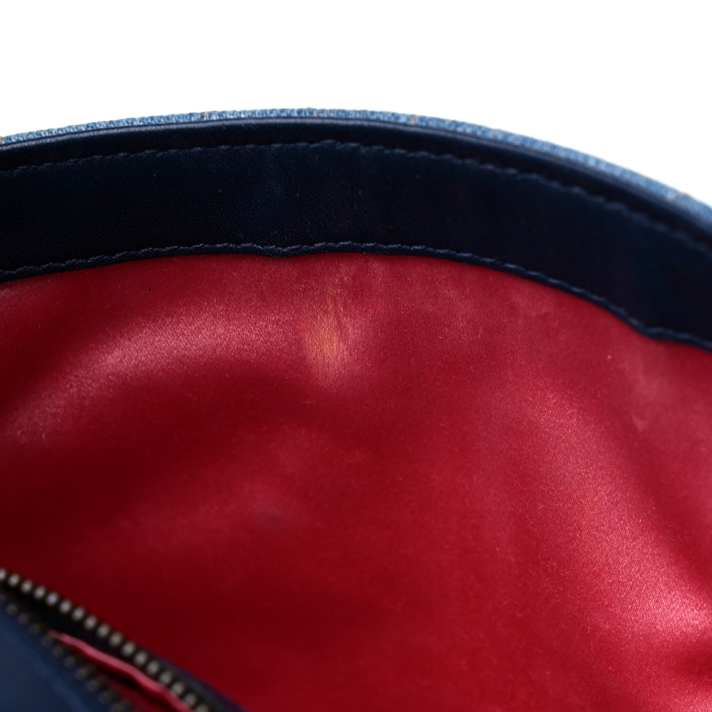 Denim Matelasse Pearl Studded Small GG Marmont Shoulder Bag Blue