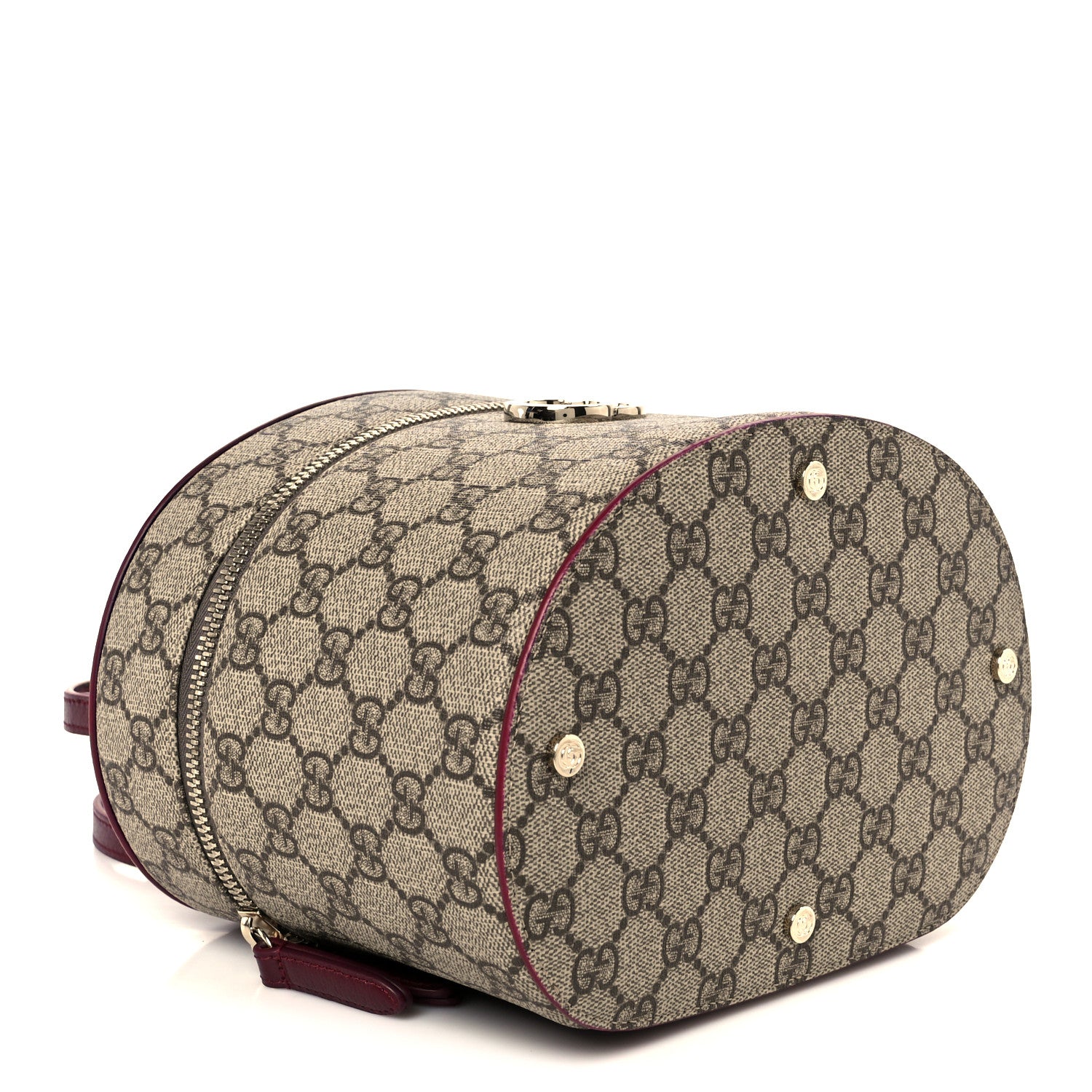Gucci GG Supreme Monogram Ancora Calfskin Vanity Cosmetic Case Beige Ebony Rosso 4 of 13