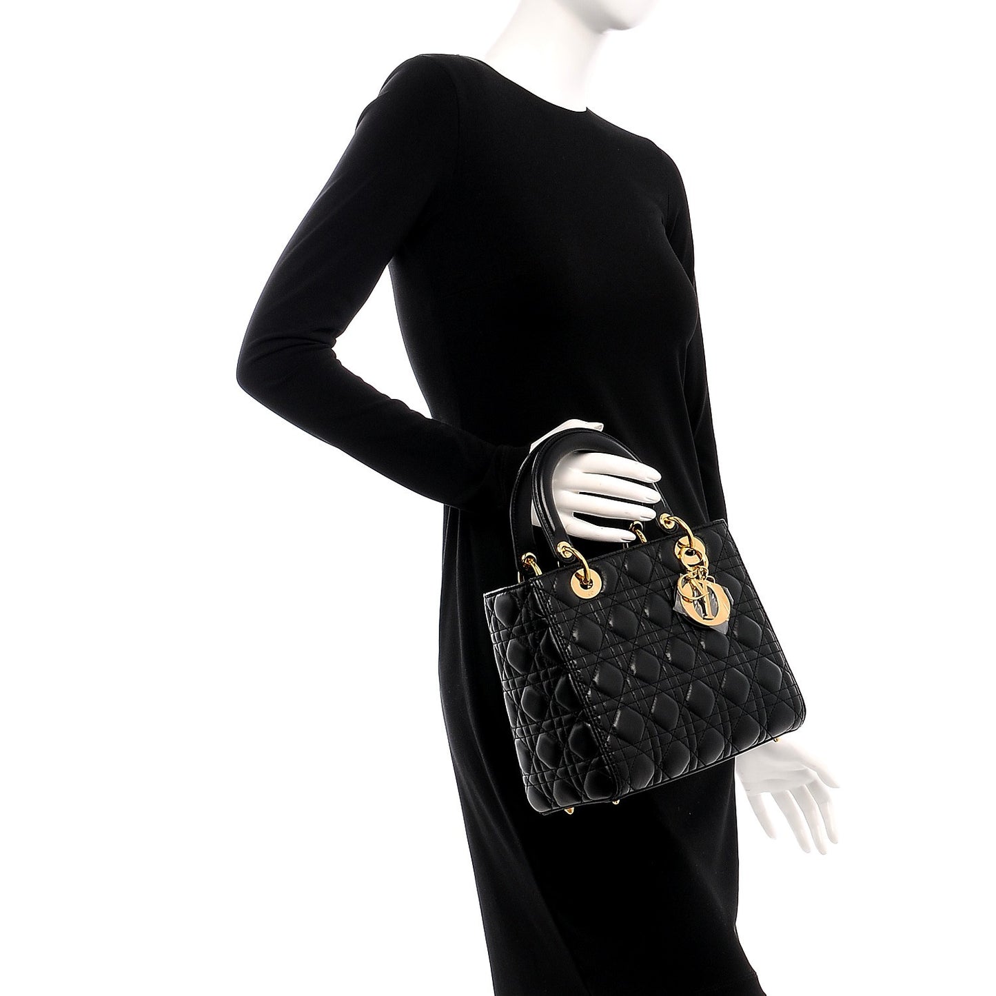 Lambskin Cannage Medium Lady Dior Black