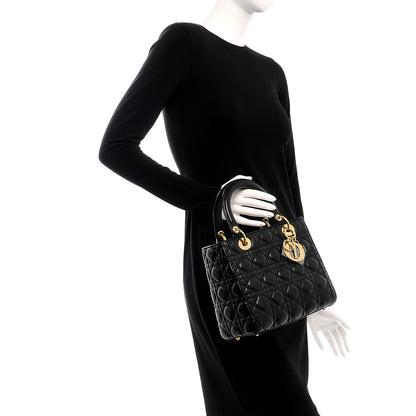 Christian Dior Lambskin Cannage Medium Lady Dior Black 3 of 16