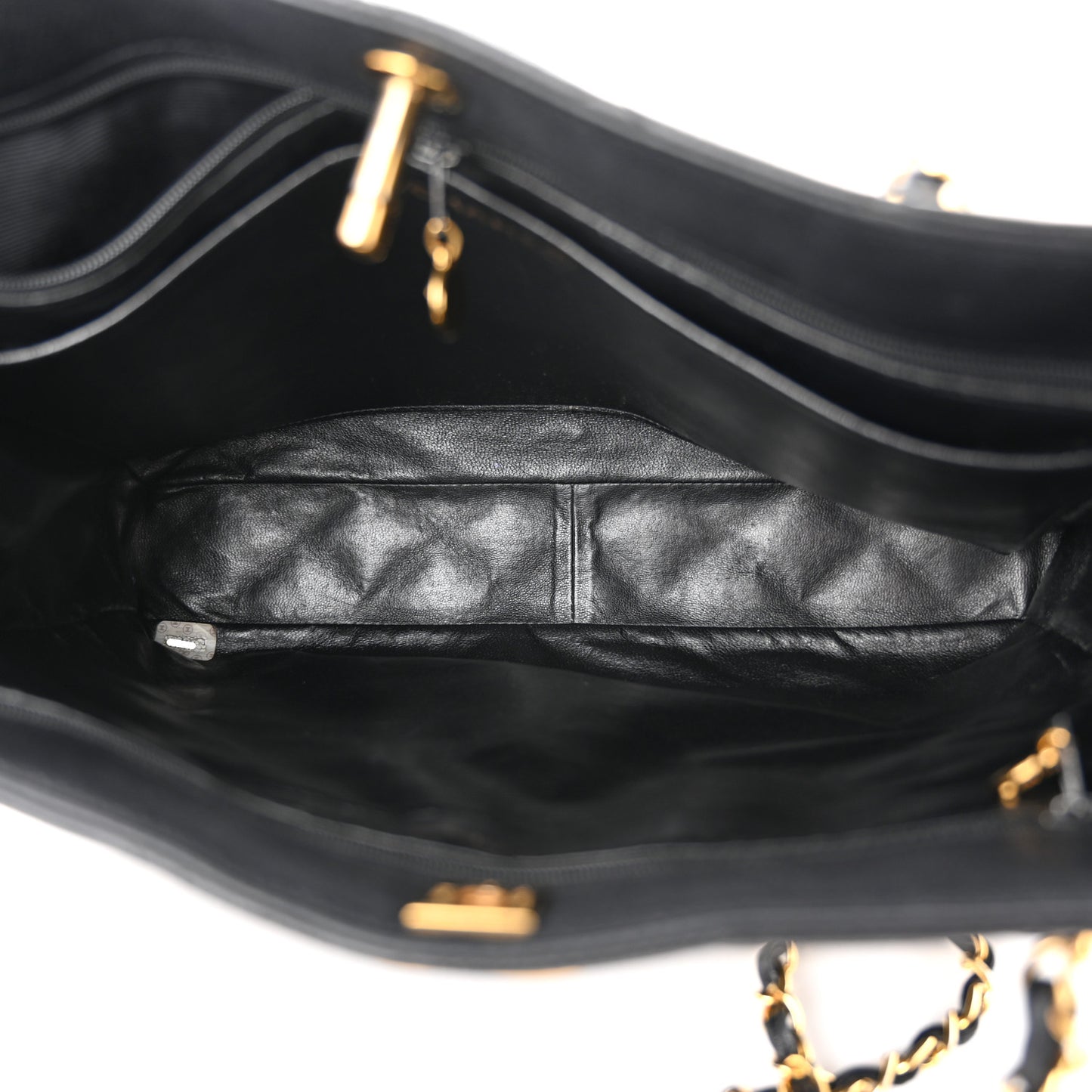 Caviar Quilted Shopping Tote Black