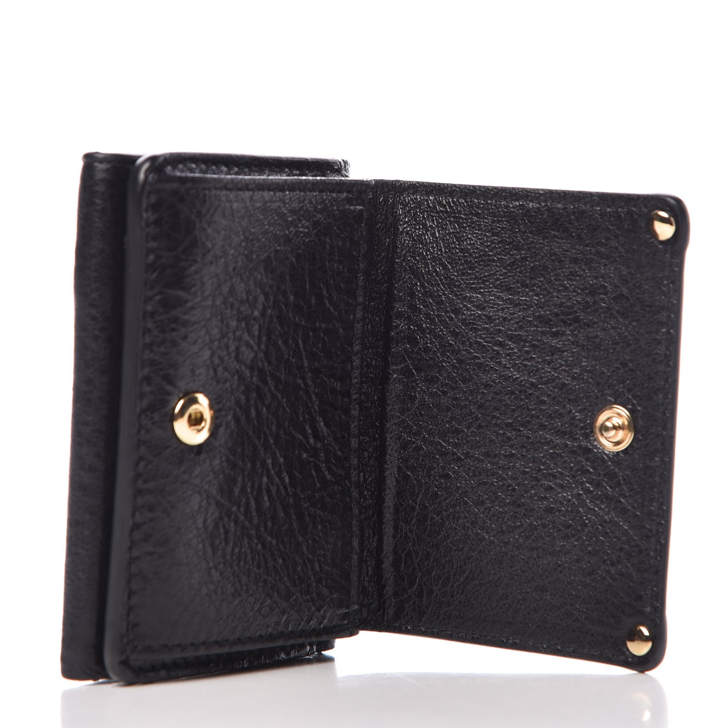 Balenciaga Agneau Arena Classic Gold Hardware Mini Wallet Black 6 of 9